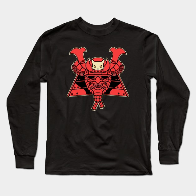 Red Samurai Mask Long Sleeve T-Shirt by ebayson74@gmail.com